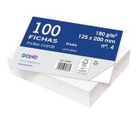 Dohe - Fiches lisses en carton (100 unités) - Cartes pour écrire des notes, dimensions 20 x 12,5 cm, 180 g/m², n° 4, fournitures de bureau - Blanc