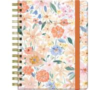 Dohe Floral Dalia Agenda semainier 2025 format A5 (15 x 21 cm), 12 mois de janvier à décembre, fermeture à anneaux doubles, autocollants, intercalaires et pages spéciales, fournitures de bureau