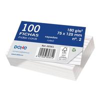Dohe Lot de 100 fiches lignées en carton - Cartes pour écrire des notes, dimensions 12,5 x 7,5 cm, 180 g/m², n° 2, fournitures de bureau - Blanc