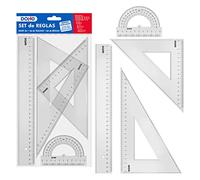 Dohe - Pack Règles Scolaires - Règle 30 cm, Équerre, Cartabone Et Rapporteur D’Angles, Matériel Scolaire