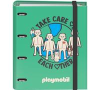 Dohe Playmobil Green Future Classeur à 4 anneaux avec recharge 100 feuilles Format A4 Fermeture avec élastique 4 intercalaires de couleurs, enveloppe porte-documents, papier 90 g/m², compresseur,
