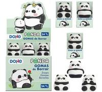 Dohe Présentoir de 24 Gommes Panda - En PVC - Forme Panda - Toucher Doux et Agréable - Boîte Individuelle Transparente G