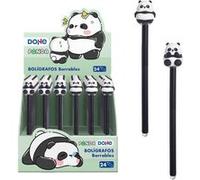 Dohe Présentoir de 24 Stylos à Encre Effaçable - Corps en Plastique Coloré - Capuchon Décoré de Motifs Panda - Pointe Boule Métallique 1mm - Encre Bleue G
