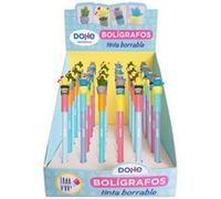 Dohe Présentoir de 36 Stylos Cactus - Encre Bleue Effaçable - Capot Motif Cactus G