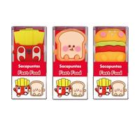 Dohe - Taille-Crayons Jolis Et Amusants (3 Unités) - Formes De Hamburger, Sandwich Et Chips, Pour Aiguiser Les Crayons, Fabriqués En Plastique Et Caoutchouc Résistants, Fournitures Scolaires