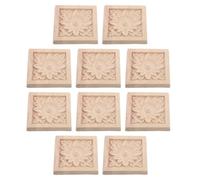 DOITOOL 10 Pièces Applique Décorative en Bois pour Meubles, Ornement D’armoire en Bois, Kaki, Non Peint, Style Européen Classique, pour Portes D’armoire et Meubles Cuisine, DIY Facile
