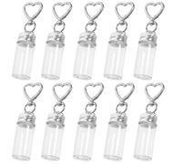 DOITOOL 10 Pièces Mini Bouteilles en Verre Transparent Bouteilles à Souhaits 7ml avec Porte-clés en Acier Inoxydable Faciles à Transporter pour Présents de Mariage ou Voyages