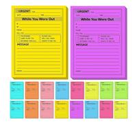 DOITOOL 18 Pcs Bloc-notes Adhésifs Colorés pour Messages Téléphoniques, | Lignes pour Écriture Nette, Surface Adhérente Support Lisse et Sec, Usage Bureau et Étudiants