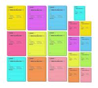 DOITOOL 18 Pcs Bloc-notes Autocollant pour Messages, Portable, Papier | Grosse Zone D’écriture, Adhère aux Surfaces Lisses et Sèches, Usage Maison et Étudiants