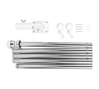 DOITOOL 1ensemble Mât de Drapeau INOX Rotatif Mural avec Support Fixe et Base Lourde Montage Simple pour Extérieur Jardin Toit ou Camion Empêche Nœuds