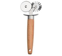 DOITOOL 1pièce Coupe Pizza Inox à Double avec Manche Bois Ergonomique Coupe Pâte Uniforme et Précise Roulette à Pâte pour Cuisine et Pizzas Couleur Aléatoire