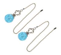 DOITOOL 2 Pièces Chaînette pour Ventilateur de Plafond en Cristal Bleu Forme Boule 38 Cm avec Connecteur, Extension Réglable pour Interrupteur de Lampe Salle de Bain ou Salon