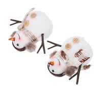 DOITOOL 2 Pièces Décoration de Noël Bonhomme de Neige Lumineux en Plastique et Peluche Légère Pile Bouton, pour Décoration Intérieure Table Pendant Les Fêtes