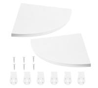 DOITOOL 2 Pièces Étagère d'angle Murale en Bois Blanc Multifonctionnelle, Forme Triangulaire Courbée, Installation Polyvalente pour Chambres et Murs en Ciment