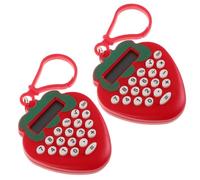 DOITOOL 2 Pièces Mini Calculatrice Porte-clés Fraise Rouge Abs, Compacte | Affichage Clair, Design Mignon, Usage Scolaire, pour Garçon et Filles et Étudiants, Format Pratique