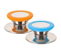 DOITOOL 2pièces Boutons de Couvercle pour Poêles et Casseroles Résistant Chaleur Acier Inoxydable et Silicone Pack Bleu Orange pour Pot à Évaporateur Wok Laitière