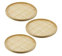 DOITOOL 3Pcs Tamis En Au-Dessus De L'Évier Passoire Plateau Tissé Collations Alimentaires Tamis Domestique Panier Naturel Corbeille De Fruits En Osier En Ménager