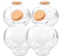 DOITOOL 4pièces Lot de Fioles Verre avec Bouchon Liège Forme Cœur Pêche Bocaux Légers pour Décoration Mariage Bricolage et Souvenirs Ornement de Bouteille DIY pour Lune de Miel et Fêtes