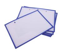 DOITOOL 5 Pièces Pochette Magnétique Transparente en Plastique Bleu pour Documents Protection et Aimants Puissants, Pratique pour Bureau et Maison, Format Rigide et Design Perforé