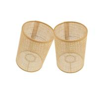 DOITOOL Abat Jour Lampadaire sur Pied en Rotin et Métal, 2 Pièces, Style Chic Rustique, Protection des Yeux, pour Plafonnier et Chambre