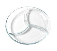 DOITOOL Assiette Divisée en Verre Trempé à 3 Compartiments, Légère et Facile à Utiliser, pour Repas en Famille Cuisine Pratique