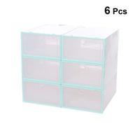 DOITOOL Boîte à Chaussures Bleue en PP Empilable, Transparente, 6 Pièces | Rangement Gain de Place, Garde la Forme, Retrouve Vite Chaque Paire, pour Petits Espaces et Dortoirs