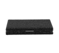 DOITOOL Boîte de Rangement Métallique pour Cartes de Visite, Étui à Cartes de Visite en Métal, Acier Inoxydable, Orné de Cristaux, Noir, Compact, Portable, 9,90x6,90x1,55cm,