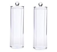 DOITOOL Boîte de Rangement Ronde en Plastique PS 2pcs, Design Transparent et Étanche à L'humidité, Organisateur Élégant pour Disques de Coton et Cotons Démaquillants