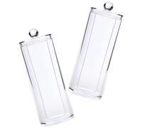DOITOOL Boîte de Rangement Transparente Cylindrique Étanche et Solide 2pcs en PS Couvercle Pratique pour Accessoires Cheveux et Cotons Démaquillants