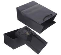 DOITOOL Boîte Présent Noire Élégante en Papier pour Parfum et Rouge à Lèvres, Coffret Carré Romantique 2 Pièces pour Anniversaire et Saint-valentin