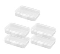 DOITOOL Boîtes de Rangement en Plastique Blanc 5 Pièces Couvercles | Clous et Bijoux, Réutilisables, Ouverture et Fermeture Faciles, Mini Conteneurs de Stockage