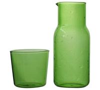 DOITOOL Carafe D'eau de Chevet en Verre Vert 500ml, Ensemble Pratique et Facile à Nettoyer pour Chambre, Design Simple et Usage Multifonction