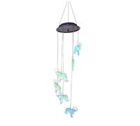 DOITOOL Carillon Éolien Solaire pour Éléphant en Plastique Lumière LED Économie D'énergie Pendaison Décoration Suspendue Extérieure Jardin Présent