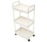 DOITOOL Chariot de Rangement Roulant Blanc en PP à 3 Étagères, Multi-Usage Cuisine et Maison, Capacité Raisonnable et Stockage Facile, Résistant Déformation