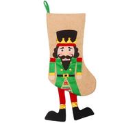 DOITOOL Chaussette de Noël Casse-Noisette Verte en Lin, Sachet de Bonbons Décoratif pour Présents de Noël, pour Garçon et Filles et Petits Objets Festifs