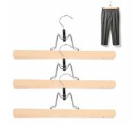 DOITOOL Cintre À Pantalon en Bois avec Pinces Cintre Jupe en Bois Rainures Antidérapantes pour Pantalons Et Jupes Rangement De Penderie 11.81 X 6.30 X 0.91 in
