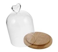 DOITOOL Cloche Décoration Élégante et Romantique en Verre Transparent avec Socle en Bois pour Bougies Parfumées et Plantes Succulentes Maison
