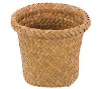 DOITOOL Corbeille à Papier Tressée en Herbe Marine et Fer Taille L | Tressage Manuel, Design Ouvert, Orange, pour Salles de Bain et Buanderies