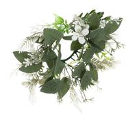DOITOOL Couronne de Bougies en Feuille Artificielle, Anneau de Bougies Décoratif Vert, Tissu et Plastique, pour Bougie Pilier, Table de Salle à Manger, Mariage et Noël