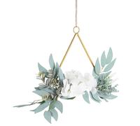 DOITOOL Couronne de Simulation Fleur Artificielle en Fer, Blanche, Guirlande Suspendue Décorative, pour Décoration Quotidienne et Fond Photo Saint-Valentin
