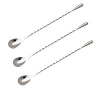 DOITOOL Cuillères à Cocktail Manche Long Torsadé en Acier Inoxydable 3pcs pour Mélanger Café et Glace, Design Élégant et Finition Miroir, Maison Cuisine
