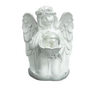 DOITOOL Décoration Figurine D'ange, Lumière D'ange de Jardin en Résine Blanche, à Piles, Effet Décoratif, pour Maisons et Cours, Style Festif