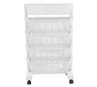 DOITOOL Étagère de Rangement Roulante Bibliothèque à roulettes à 2 Termes, Plastique Blanc, Multi-Niveaux Ouverte, Grosse Capacité, pour Bureau et Maison
