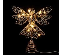 DOITOOL Étoile de Sapin de Noël LED en Fer Doré Décoration Lumineuse pour Sapin 1 Pièce Lumière d'arbre de Noël Décor Festif Intérieur Ambiance de Fête