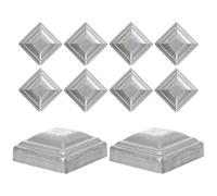 DOITOOL Lot De 10 Capuchons De Poteau De Clôture Carrés En Fer Argenté 2.36X2.36X0.79 in Pour Usage Extérieur Installation Facile Pour Barrières Et Rails