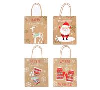 DOITOOL Lot de 12 Paquet Présents de Noël en Papier Kraft 23x18x10 Cm, Paquet Portables pour Friandises et Chocolats, pour Fêtes de Noël et Emballages Présents Style Plusieurs styles
