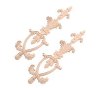DOITOOL Lot de 2 Appliques en Bois Sculpté Naturel pour Armoire, Décoration Intérieure Style Européen, Finition Non Peinte, Accessoires Décoratifs pour Meubles et Placards, Bricolage