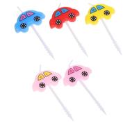 DOITOOL Lot de 5 Bougies sans Flamme en Paraffine de Mini Voitures Cartoon pour Décoration Gâteau D'anniversaire Garçon et Filles Fête Cake Topper
