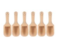 DOITOOL Lot de 6 Pelles en Bois Exquisément Travaillées Trou Suspendre, Cuillères à Sel de Bain et Cuillères à Thé Ménagères Faciles à Ranger Cuisine