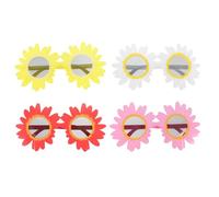 DOITOOL Lunettes Amusantes Tournesol 4 Pièces Plastique Coloré Rouge Jaune Blanc Rose pour Fête Plage Bar Vacances Accessoires Danse